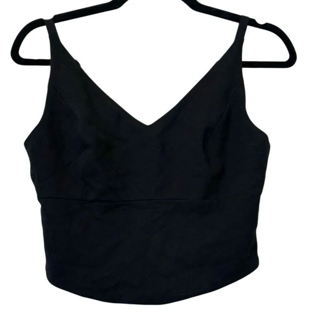 CAbi V-Neck Adjustable Spaghetti Strap Sleeveless Cropped Black Tank Top Small